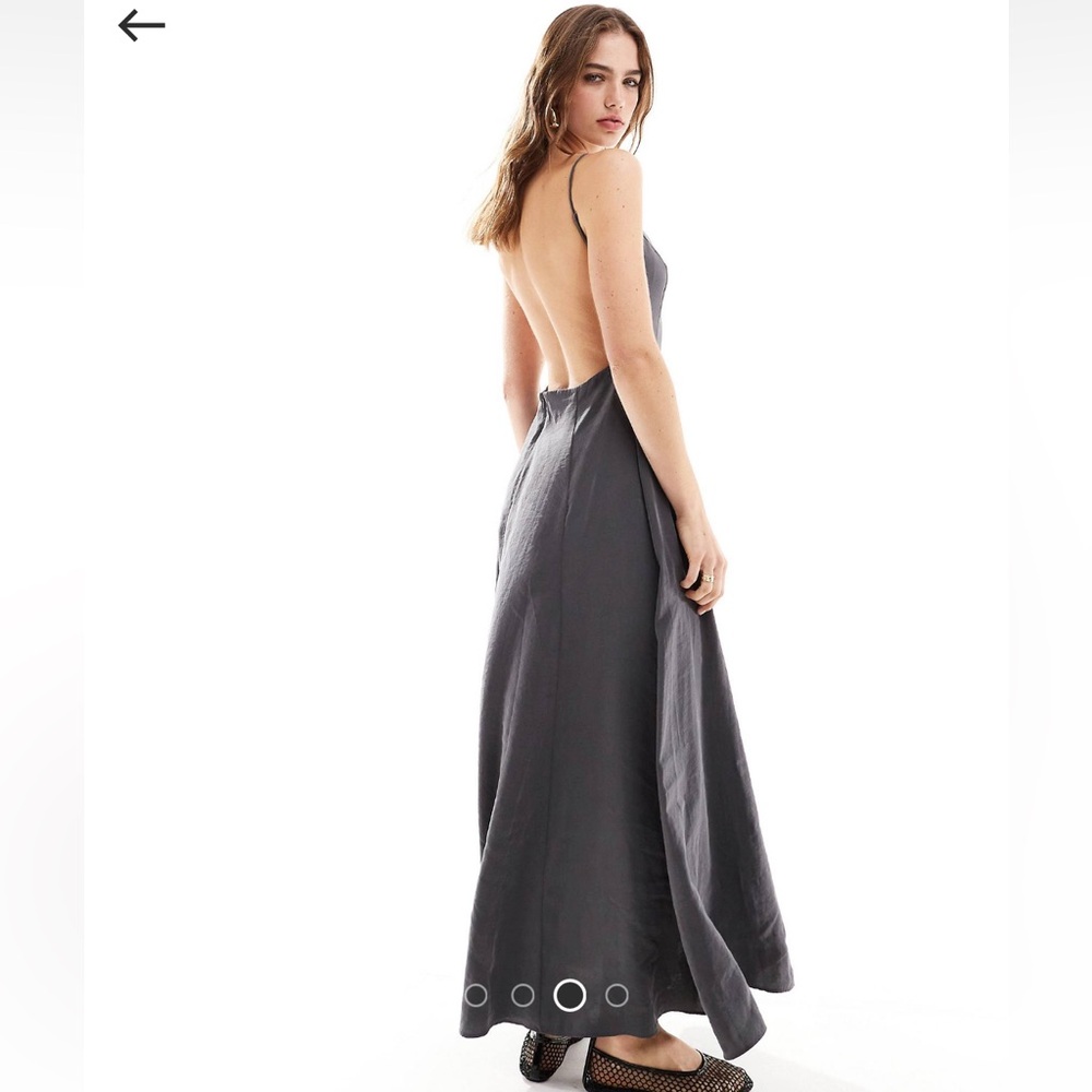 ASOS design high neck full maxi dress with open back in charcoal 2